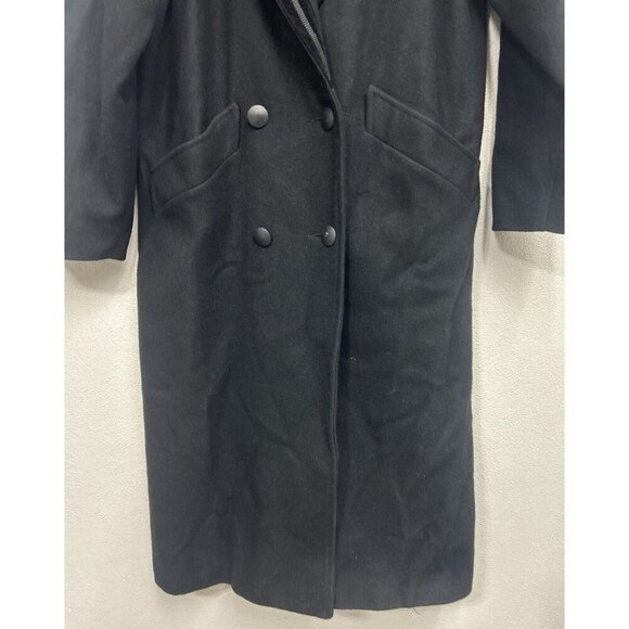 Vintage Stephanie Mathews Wool Trench Coat 10 Black Dark Academia USA Made - Picture 4 of 12